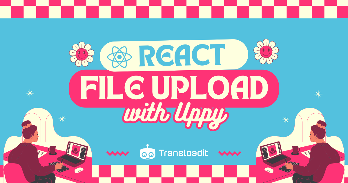 A blog banner showing the text 'React File Upload with Uppy'