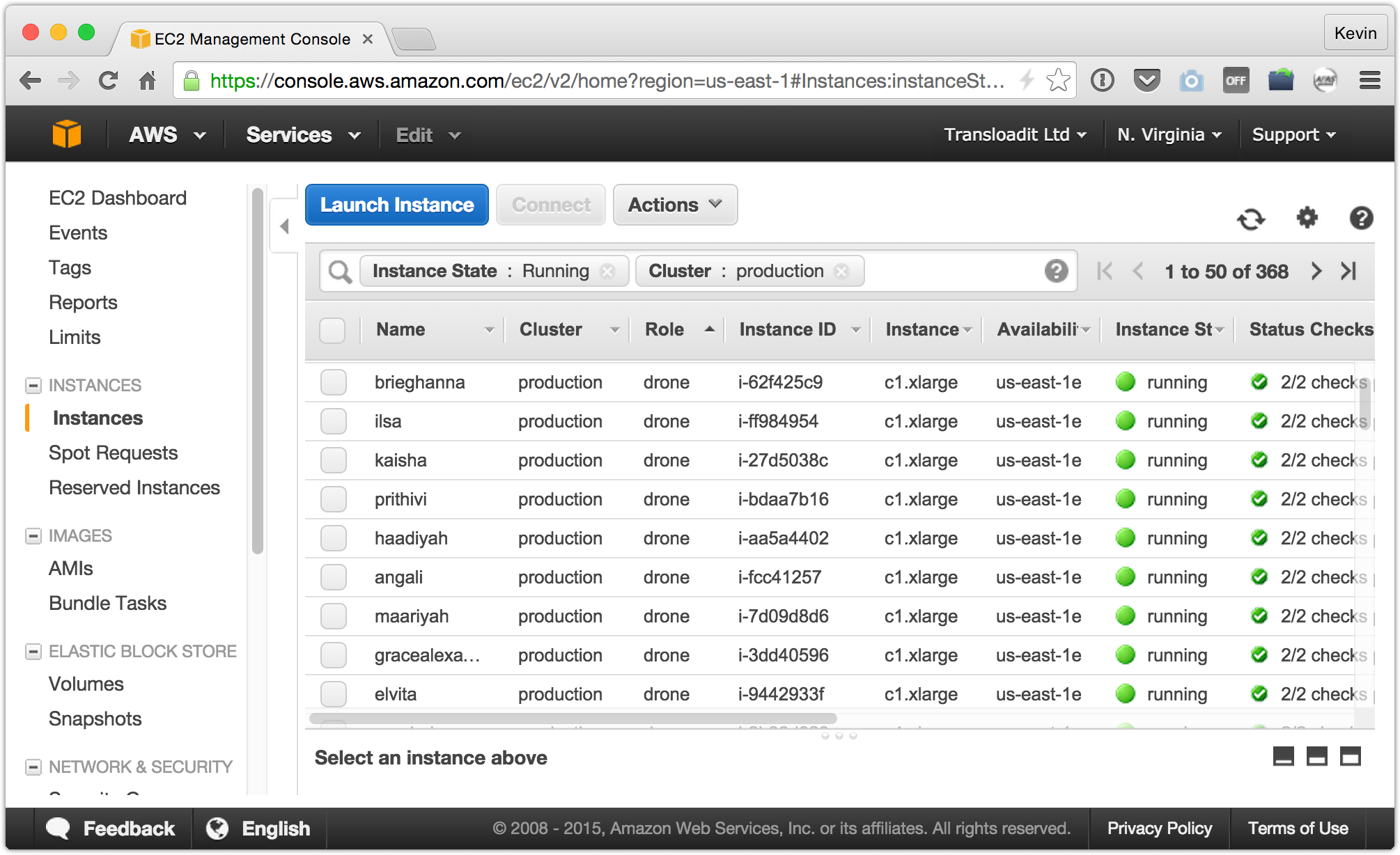 EC2 console