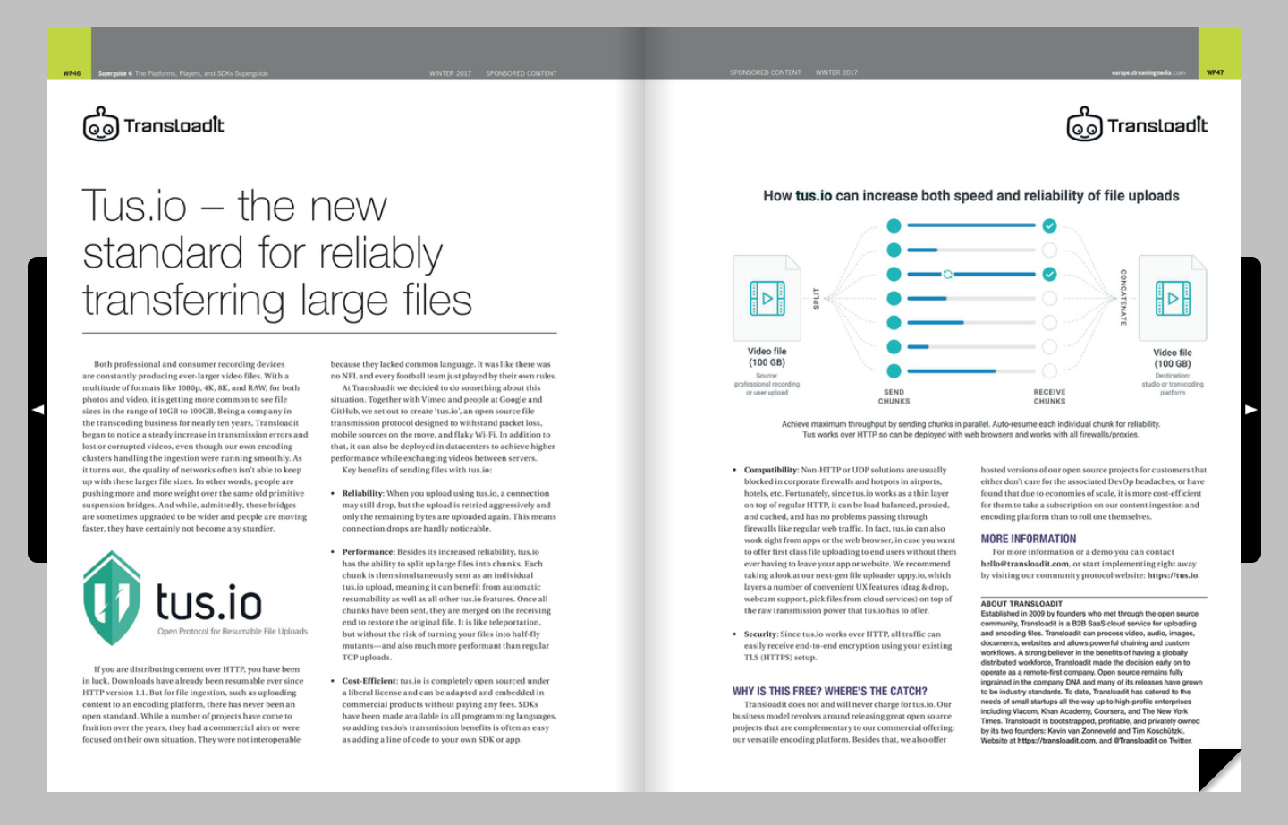 Screenshot of Streaming Media's Superguide, featuring Tus.