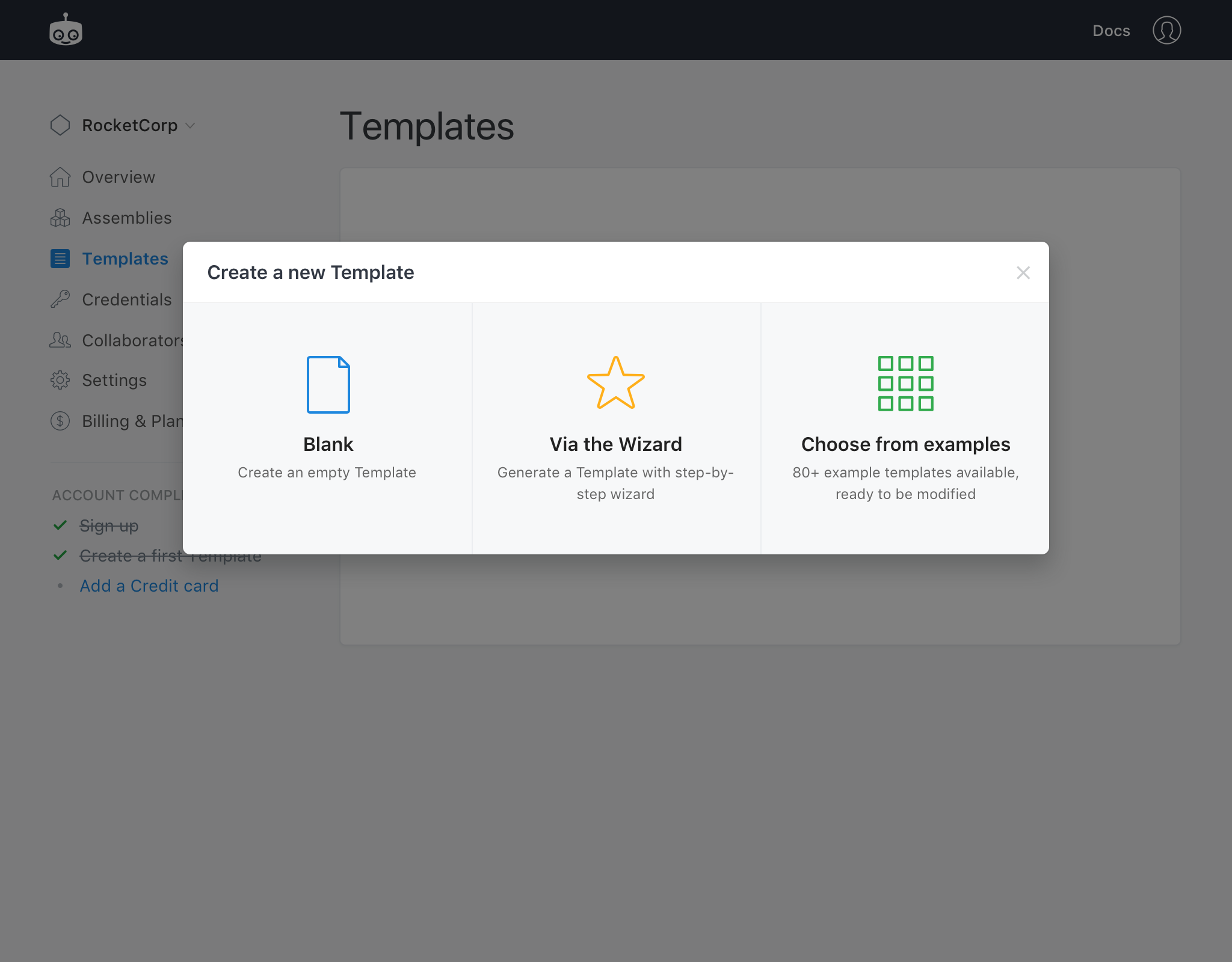 The new Templates page