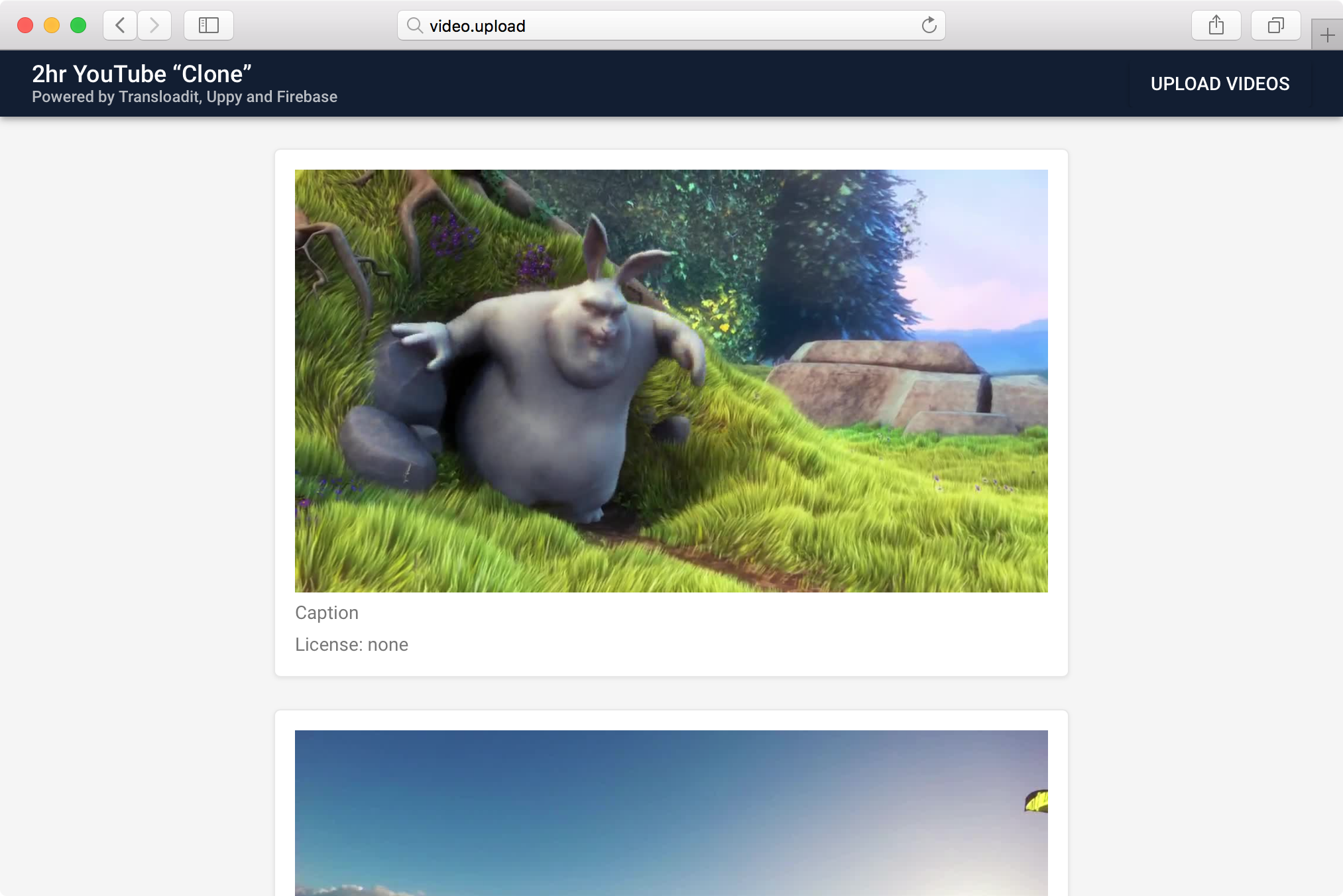 A screenshot of the final product, showing a webpage with a video clip.