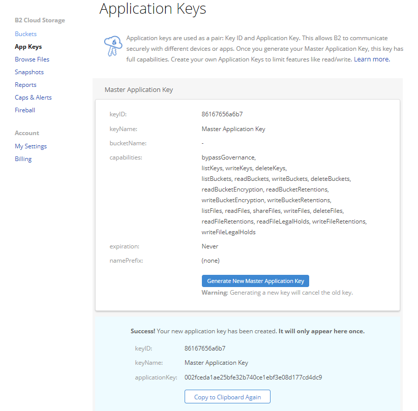 Application Keys