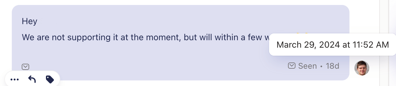 Our co-founder Tim's initial response to the customer.