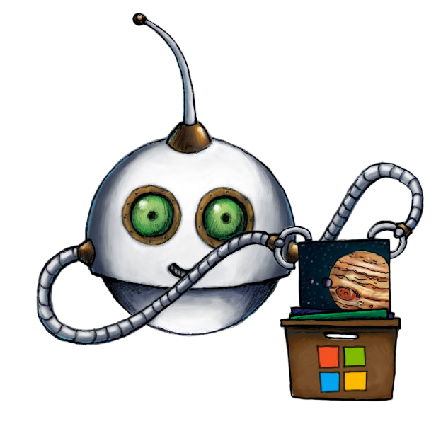The /azure/store Robot pulling a picture out of a Microsoft bucket