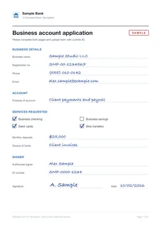 Un petit aperçu de l’exemple de demande d’ouverture de compte