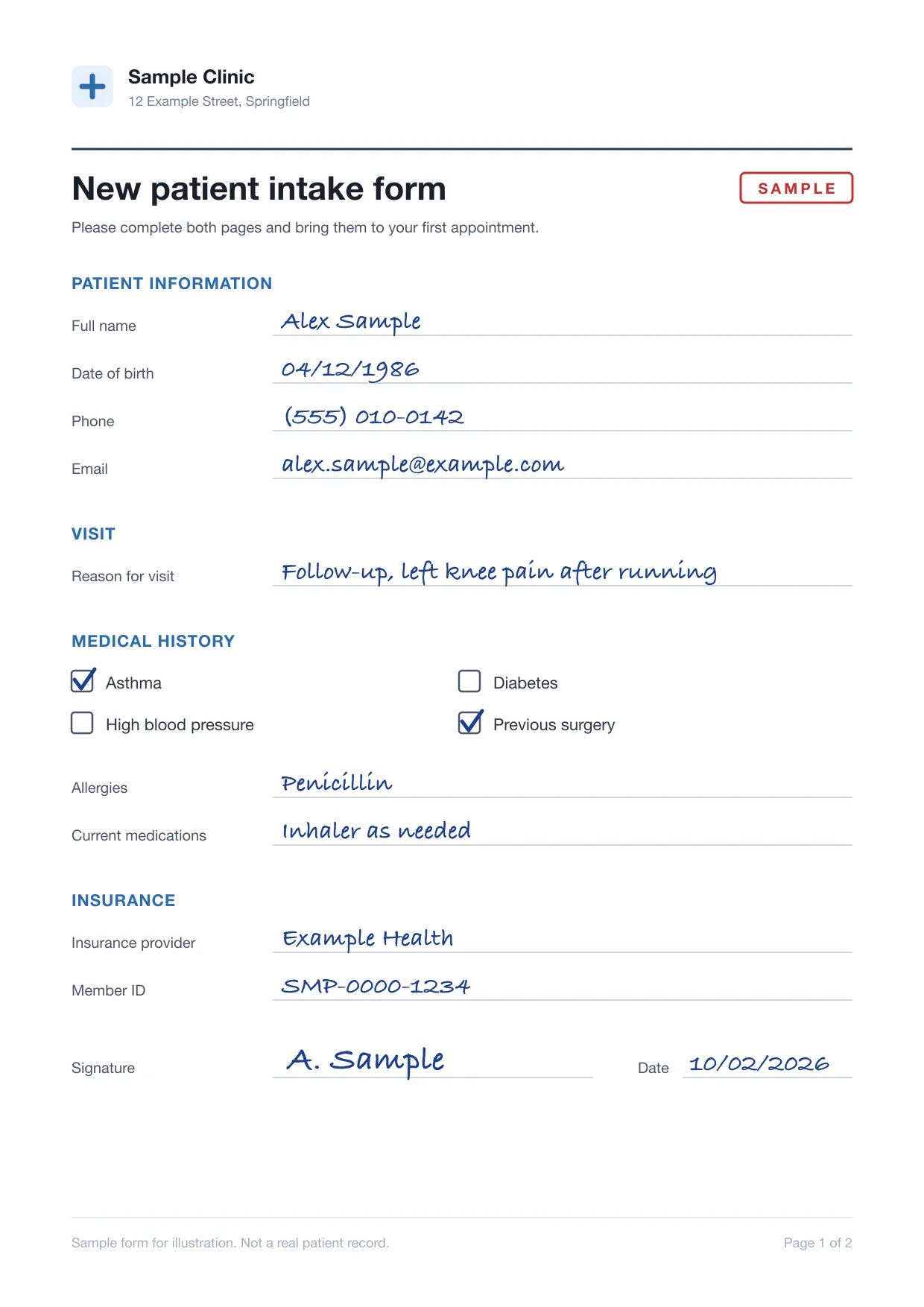 A sample intake form with the Transloadit logo stamped as a watermark